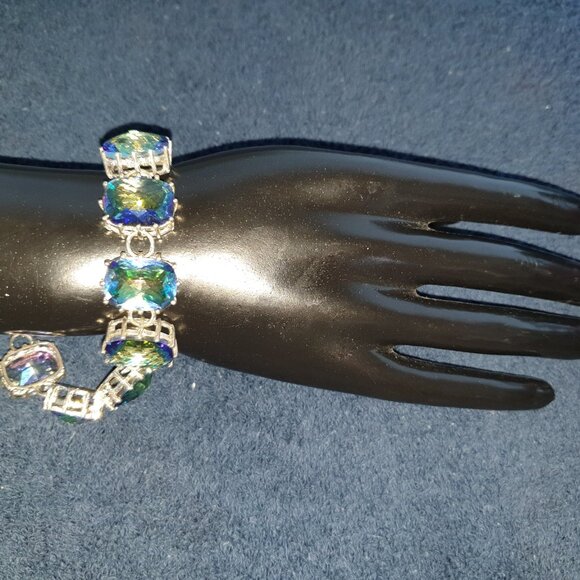 Stunning Vintage Rainbow Crystal 925 Sterling Silver “Shine Your Life” Bracelet - Picture 6 of 17